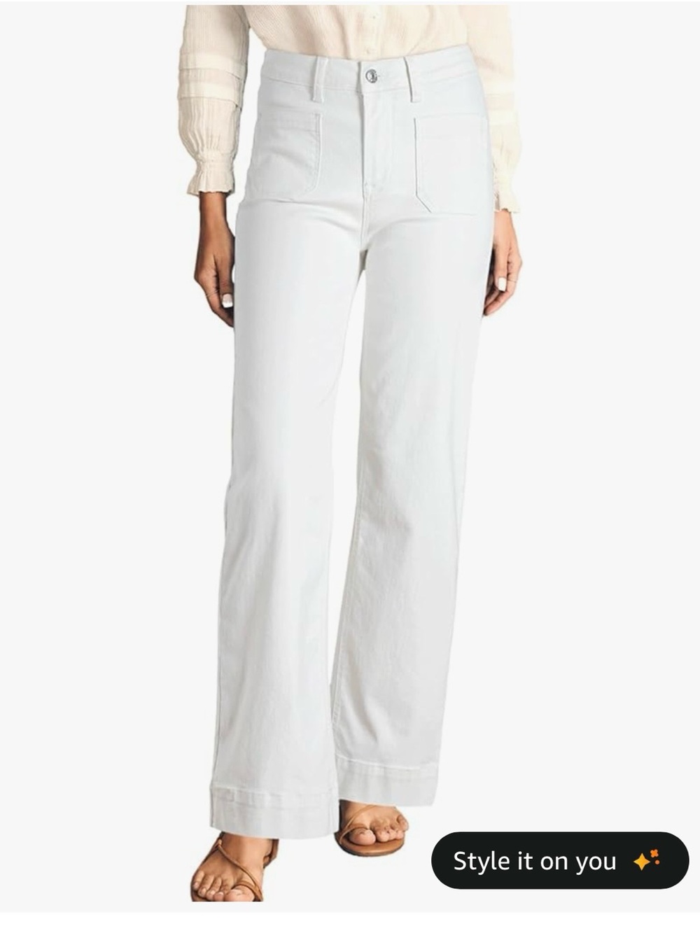 High-Rise Wide-Leg Jeans in White